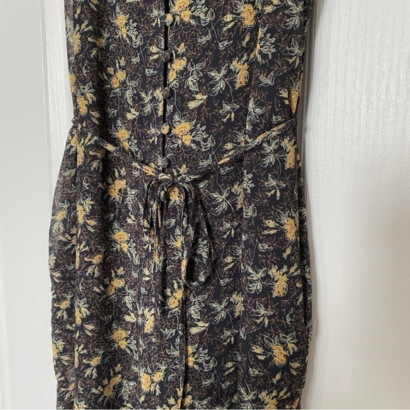 FRANK AND OAK BLACK FLORAL BELTED WIDE CROPPED LEG SLEEVELESS JUMPSUIT - XS - Picture 4 of 10